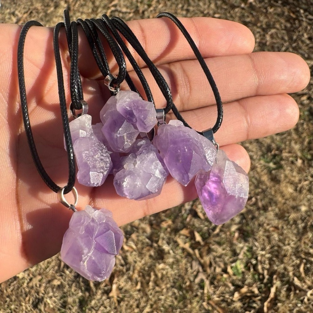 Raw Amethyst Stone Pendant Necklace